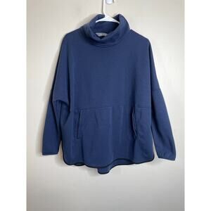 The North Face Womens Cowl Neck Sweatshirt Size S/M Navy Blue Pockets